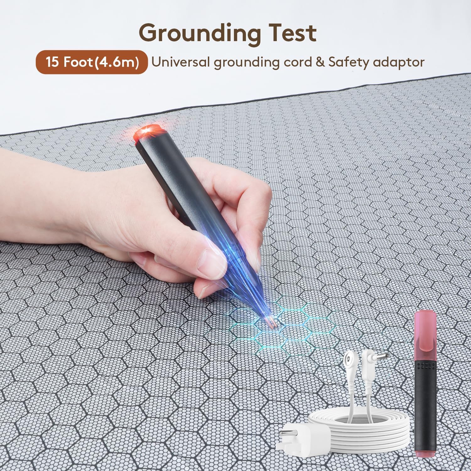 Grounding Mat for Bed, Graphene Grounding Pad for Sleeping, Reduce Anxiety and Inflammation, Pain Relief, Improve Energy -Includes Grounding Cord, Test Pen & Safety Adapter (Queen) - Image 7