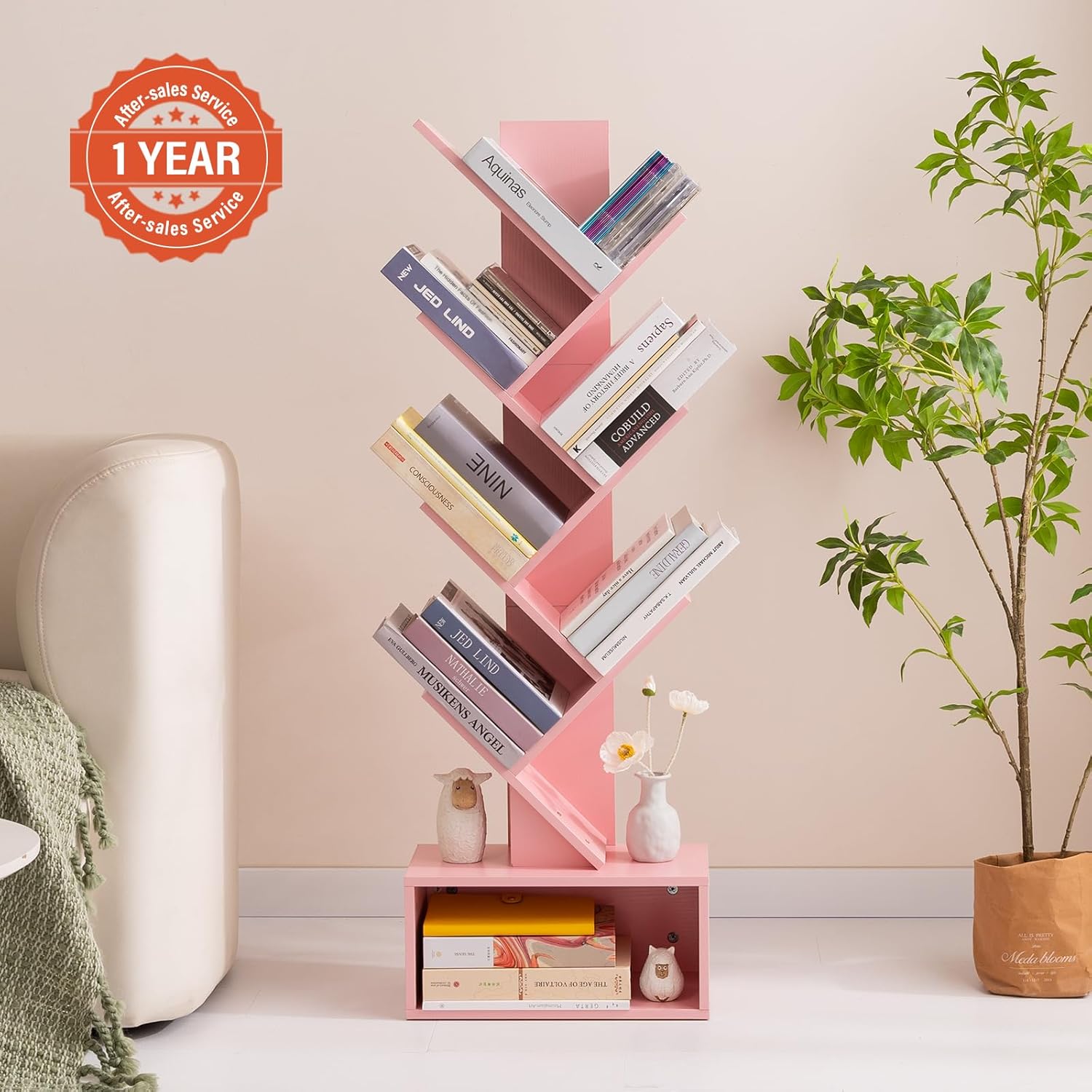 Yoobure Tree Bookshelf, Farmhouse Nightstand - Image 8