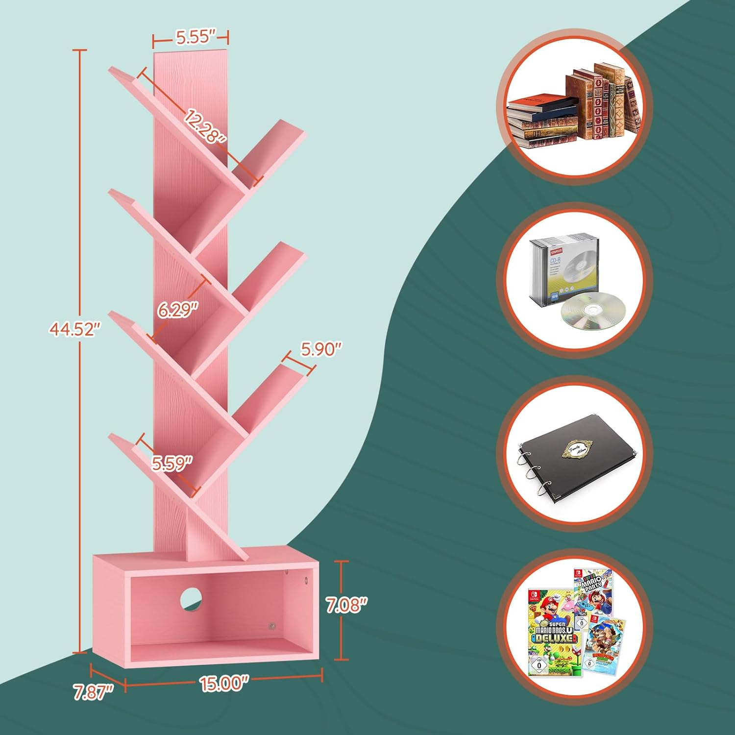 Yoobure Tree Bookshelf, Farmhouse Nightstand - Image 9