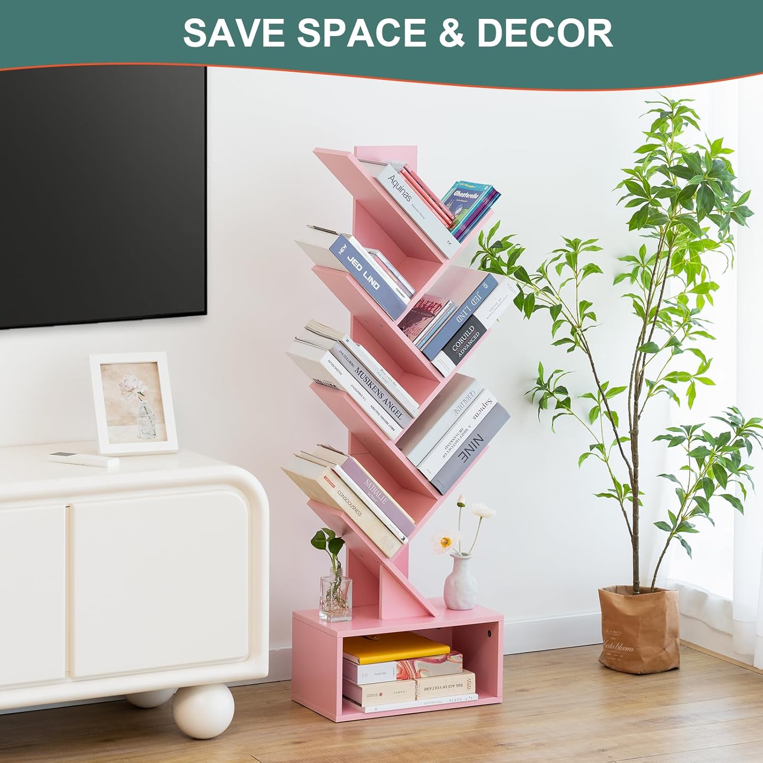Yoobure Tree Bookshelf, Farmhouse Nightstand - Image 10