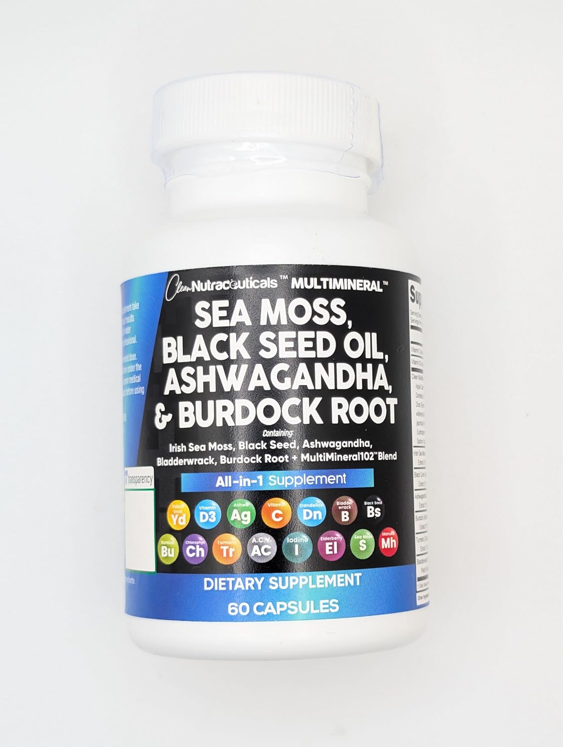 Sea Moss Black Seed Oil Ashwagandha Turmeric Bladderwrack Burdock & Vitamin C Vitamin D3 with Elderberry Manuka Dandelion Yellow Dock Iodine Chlorophyll ACV - 3Pack - Image 3