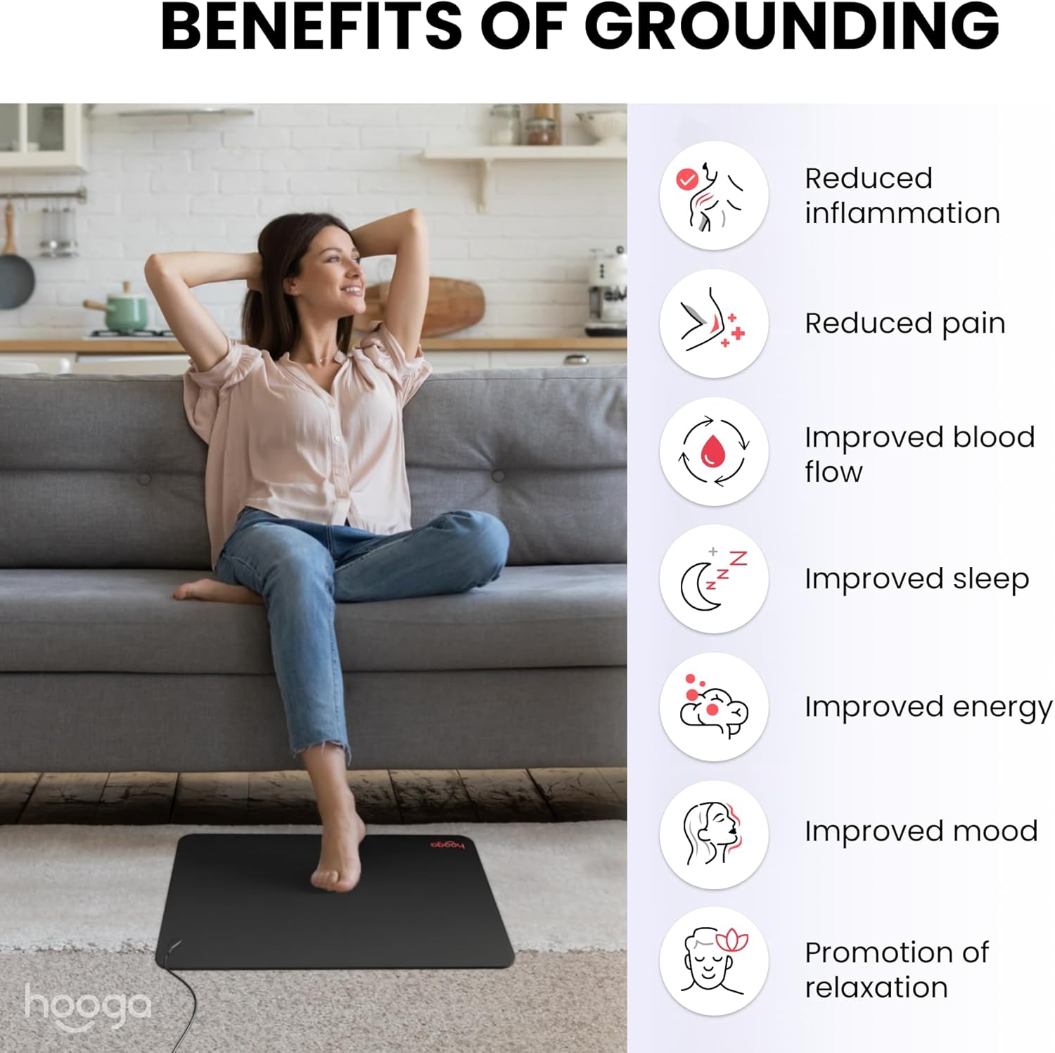 hooga Grounding Cord, Earth Connected 15 Foot High Continuity Cord for Grounding Mat, Snap Connect. Fits Most Popular Brands. Use with Grounding Mats, Pads, Sheets, Blankets, Pillow Cases, Clothing. - Image 4