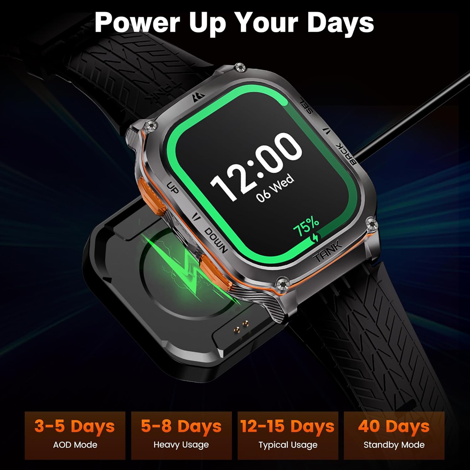 AMAZTIM Military Smart Watch with GPS, 6 Satellite Positioning/Compass, Stainless Steel Body, 50M Waterproof, 480mAh Extra-large battery, Answer/Make Call, 2" AMOLED Screen, Compatible for Android iOS - Image 8