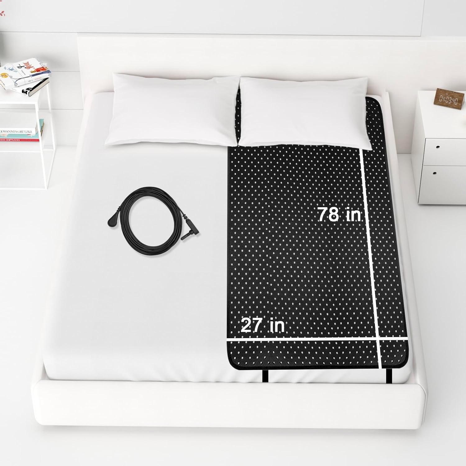 Grounding Mat for Bed, Grounding Bed Mat Earth Mat Improve Sleep,Grounding Mattress Pad Sleep Pad with 15 Ft Grounding Cord (27x78IN) - Image 2
