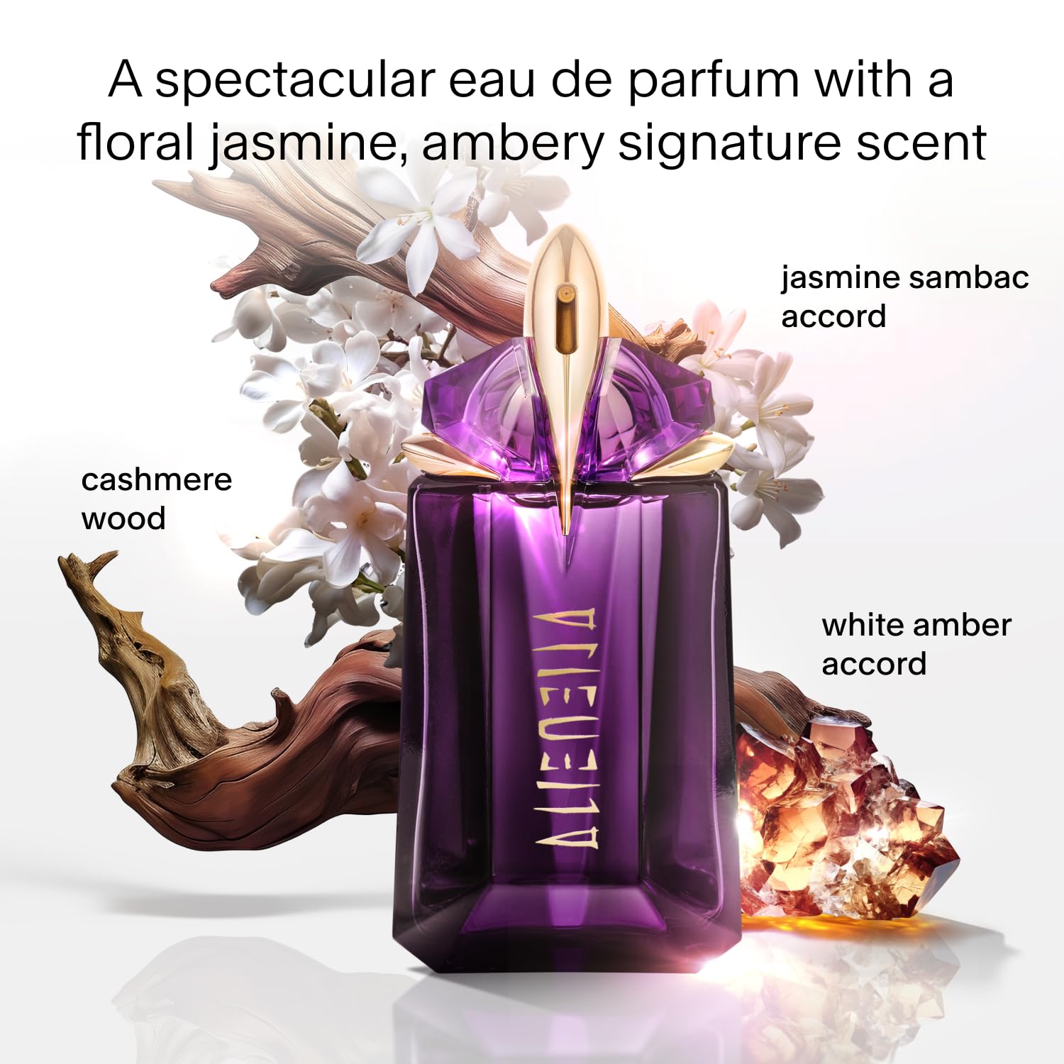 Mugler Alien - Eau de Parfum - Women's Fragrance Set - Floral & Woody - With Jasmine, Wood, and Amber - Perfume, 2 Fl Oz, 1.6 Fl Oz Body Lotion, 1.6 Fl Oz Shower Gel, 0.33 Fl Oz Travel Size Perfume - Image 4