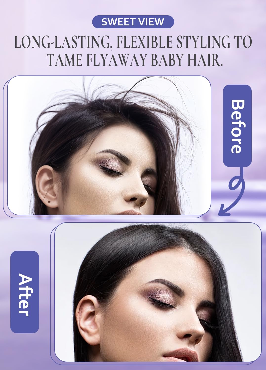 Hair Wax Stick & Slick Back Hair Brush, Hair Pomade/Balm for Smooth Flyaways, Frizz, Sleek Ponytail, Buns, Styling Accessories Cream/Gel for Girls, Kids - Image 4