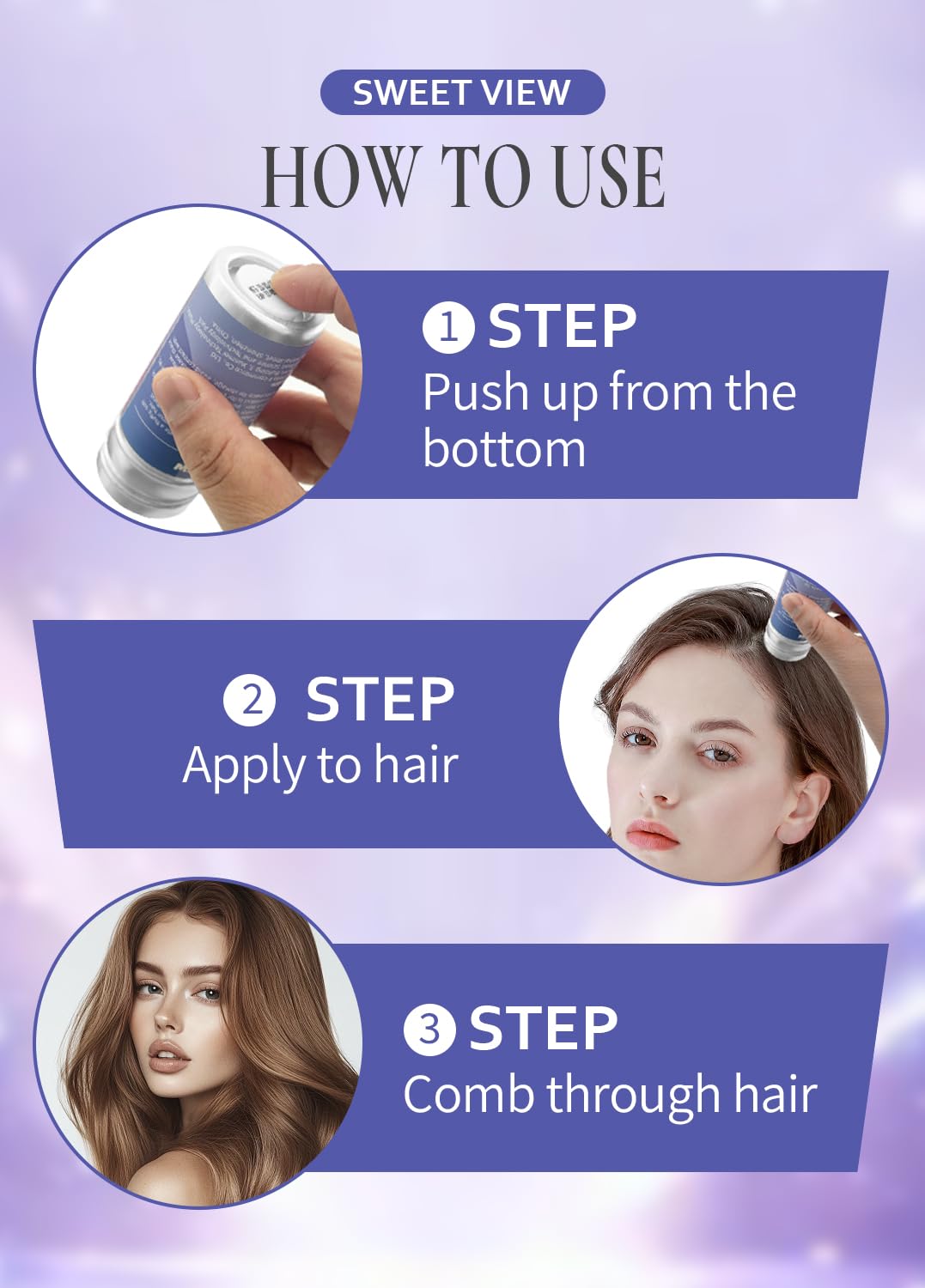Hair Wax Stick & Slick Back Hair Brush, Hair Pomade/Balm for Smooth Flyaways, Frizz, Sleek Ponytail, Buns, Styling Accessories Cream/Gel for Girls, Kids - Image 7