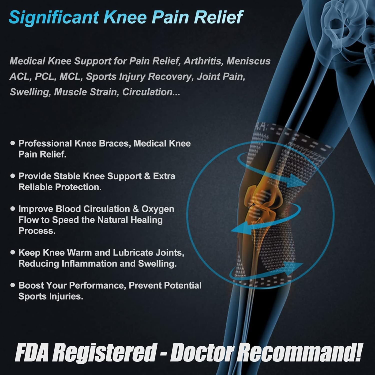 NEENCA Copper Knee Brace for Knee Pain, Knee Support with Patella Pad & Side Stabilizers, Compression Knee Sleeve for Sport, Workout, Arthritis, ACL, Joint Pain Relief, Meniscus Tear- FSA/HSA Eligible - Image 4