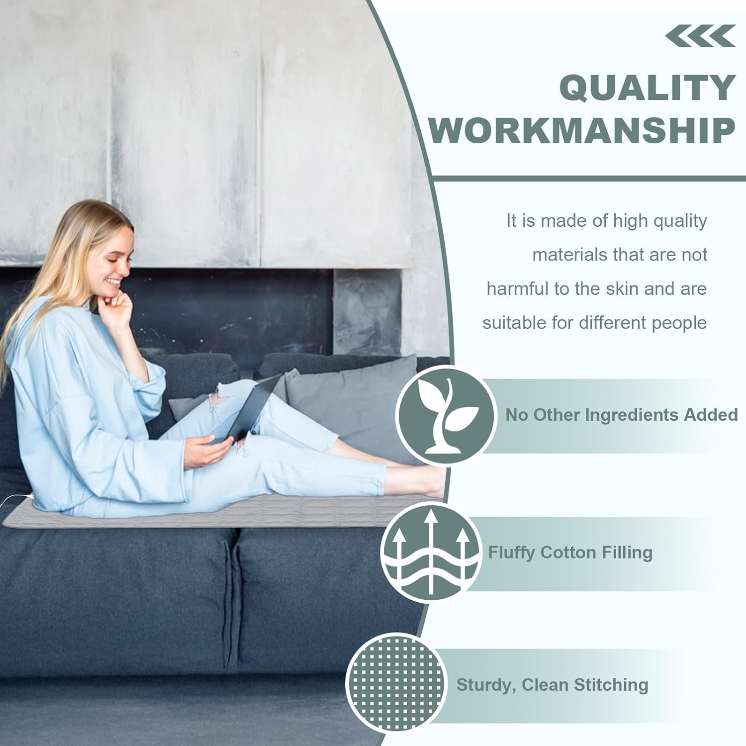 Grounding Mat Cotton Grounded Pad Silver Fiber Earth Connected Mat for Bed (24"x 36",Grey) Improves Sleep, Promotes Circulation - Image 4