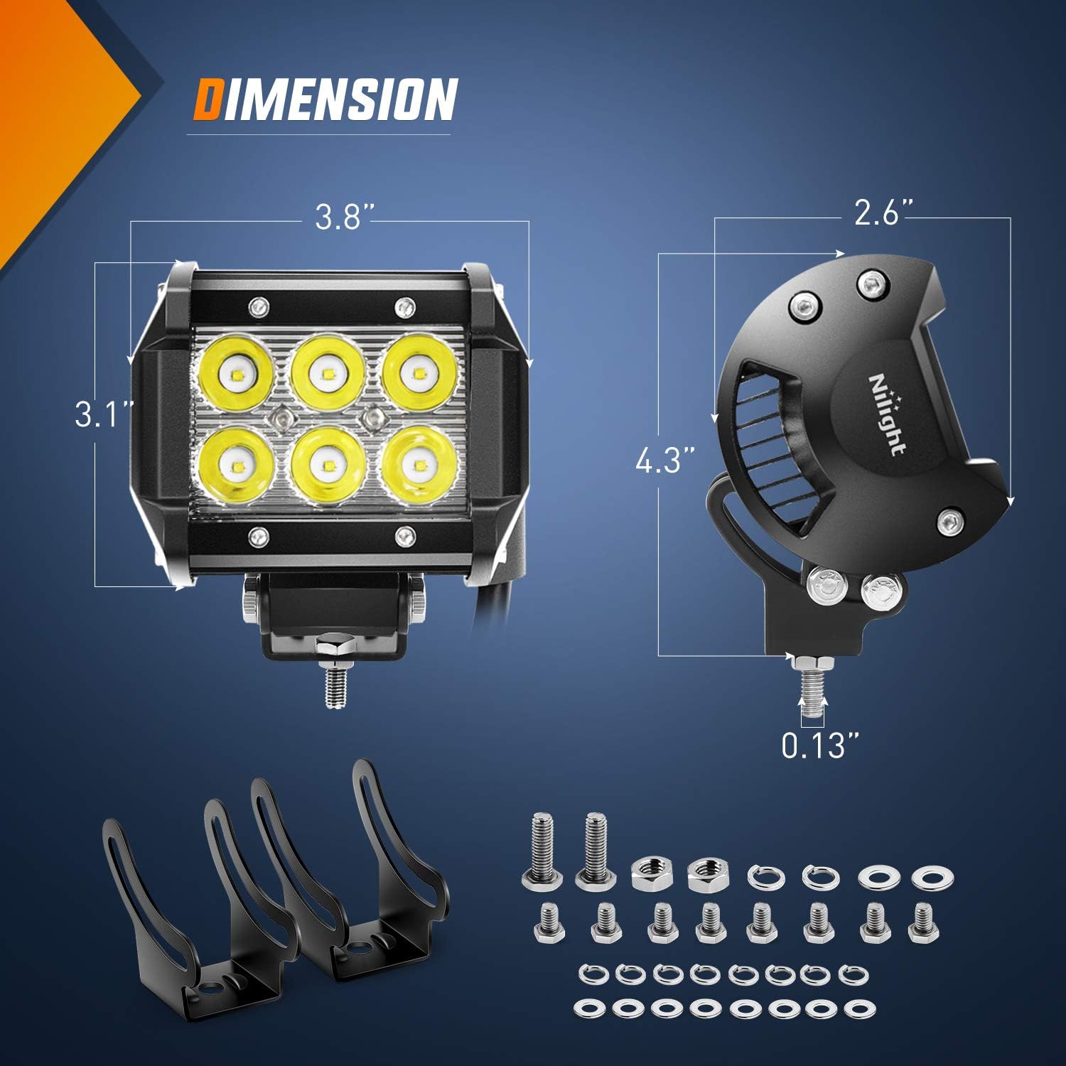 Nilight - ZH002 20Inch 126W Spot Flood Combo Off Road Led Light Bar 2PCS 18w 4Inch LED Pods With 16AWG Wiring Harness Kit-3 Lead For Tractor, 2 Years Warranty - Image 4