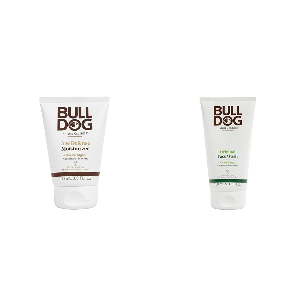 BULLDOG Mens Skincare Face Moisturizer Age Defense 3.3oz and Original Face Wash/Scrub 5oz Bundle - Image 2