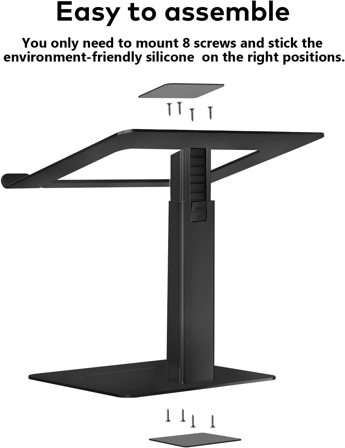 Laptop Stand for Desk, Ergonomic Aluminum Laptop Stand Adjustable Height from 7-15", Sitting and Standing Laptop Riser for 10-17" Notebook (Black) - Image 8