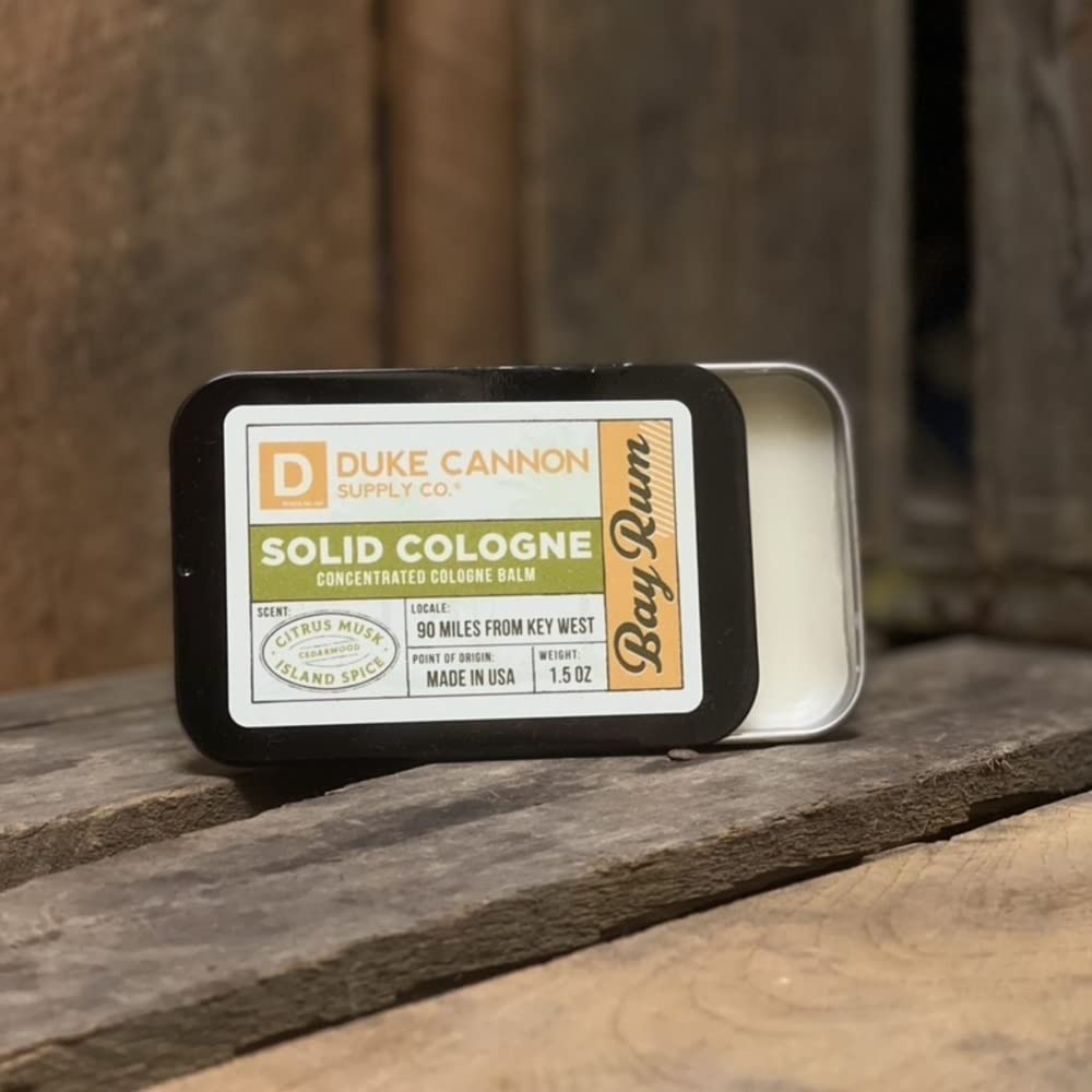 Duke Cannon Supply Co. Solid Cologne for Men Bay Rum (Citrus Musk, Cedarwood, Island Spice) - Concentrated Balm, Travel-Friendly Convenient Tin, 1.5 oz - Image 6