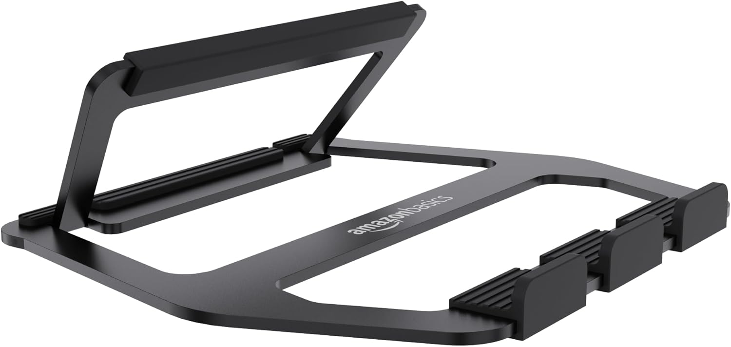 Amazon Basics Aluminum Portable Foldable Laptop Support Stand for Laptops up to 13", Black - Image 3