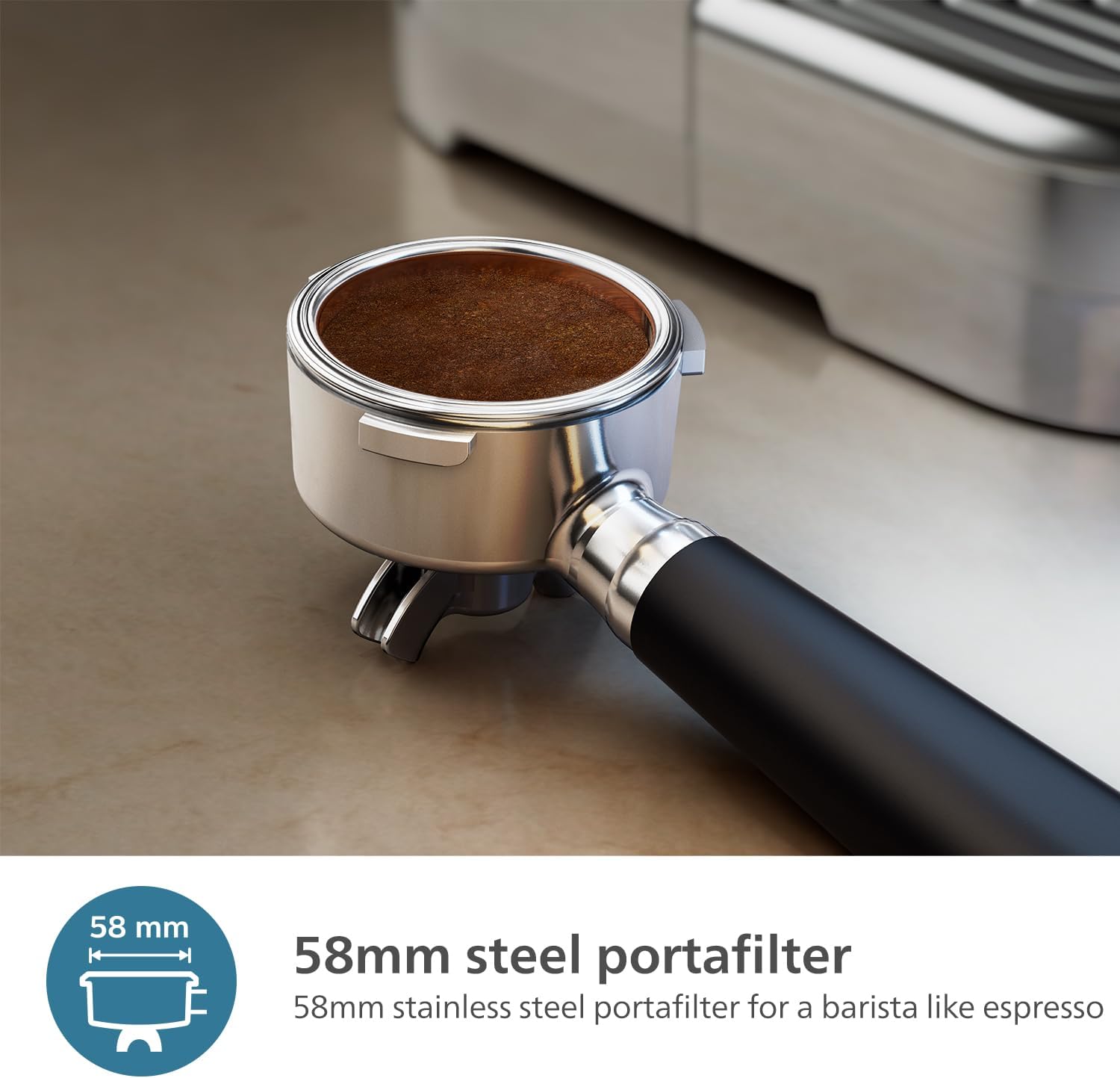 PHILIPS Barista Brew Semi Automatic Espresso Machine - Single & Double Espresso + Americano Button, 280g Dual Bean Container + Grinder, Intuitive Guidance, Calibrated Tamping, Metal Cappuccino - Image 4