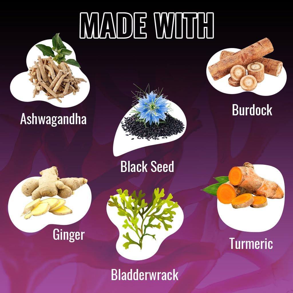 Vitamatic Sea Moss with Black Seed Oil, Ashwagandha, Turmeric, Bladderwrack & Burdock - 180 Vegan Capsules - Image 5