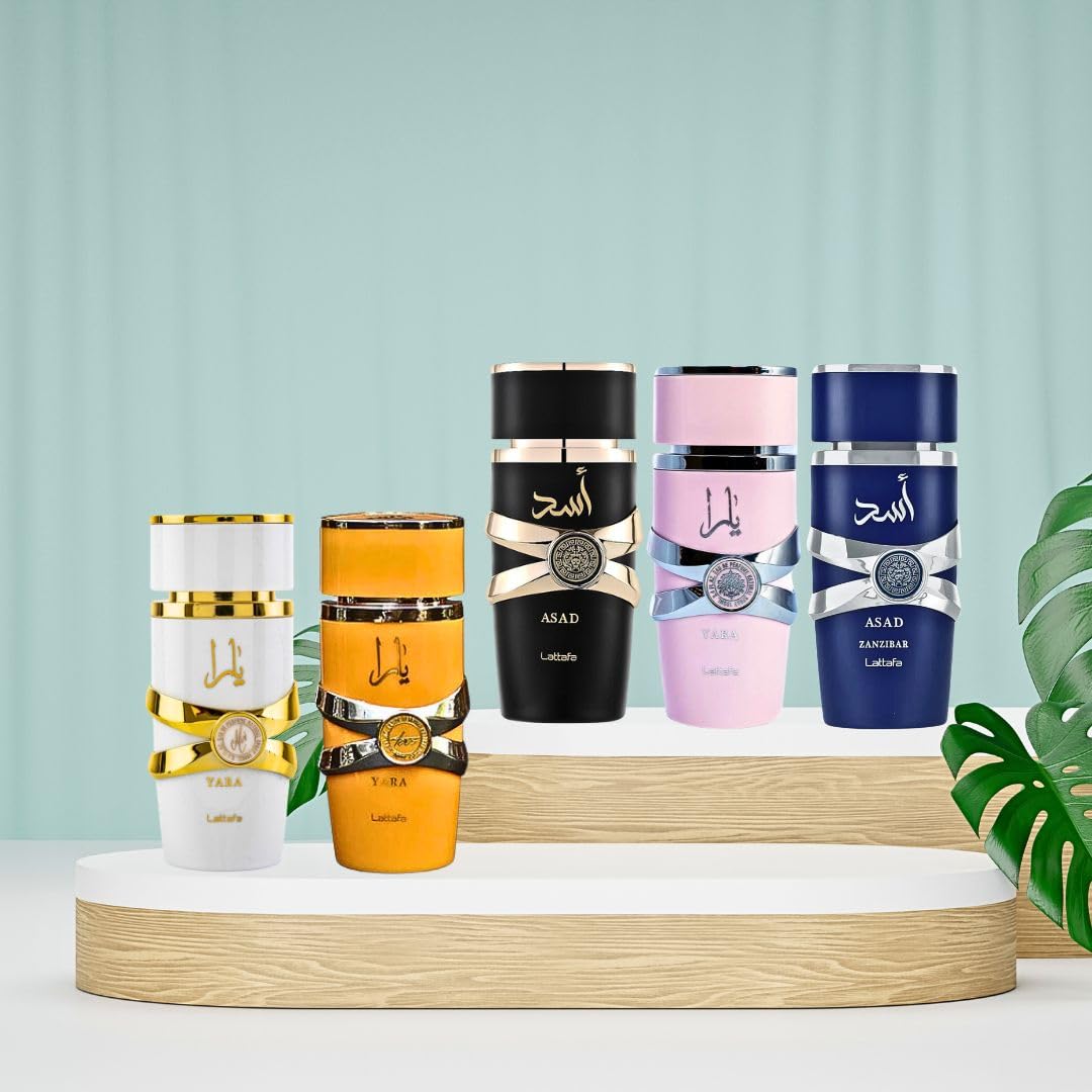 Lattafa Yara Collection 5 Piece Set - Yara, Yara Moi, Yara Tous, Asad, Asad Zanzibar - Eau De Parfum Sprays 100ML (3.4 OZ) - Image 4