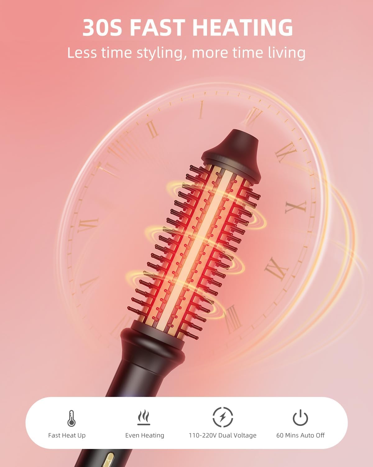 Thermal Brush Ionic Heated Round Brush for Blowout Look, Avvnee Hot Hair Curling Iron with 10 Temp Settings, 30s Fast Heated for All Hair Types - Image 5