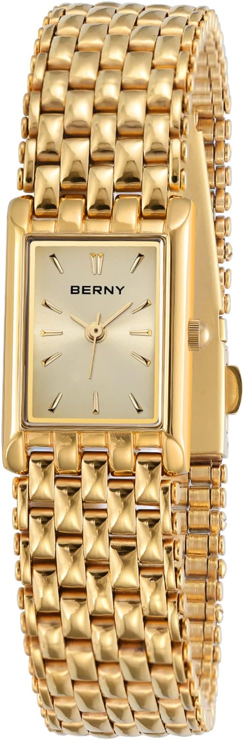 BERNY Gold Watches for Women Updated Ladies Quartz Wrist Watches Stainless Steel Band Womens Small Gold Watch Luxury Casual Fashion Bracelet Tools Included - Image 2