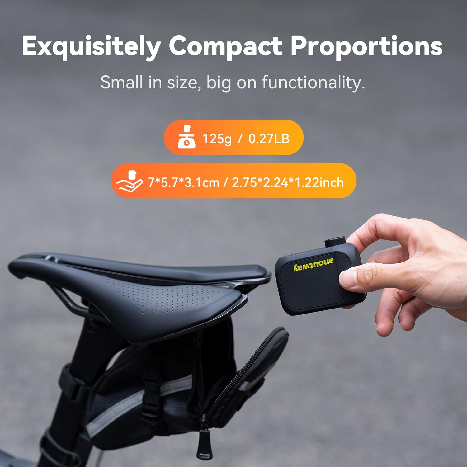 Tiny Pump Bike Pump with Gauge Portable Ultra-Mini 120PSI Electric Bicycle Pump Type-C Rechargeable Battery - Image 5