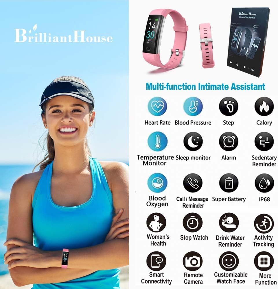 Fitness Tracker with Blood Pressure Heart Rate Oxygen Monitor, Activity Sleep & Temperature Smart Watch IP68 Waterproof Pedometer Step Counter for Kids Man Women S5 - Image 3