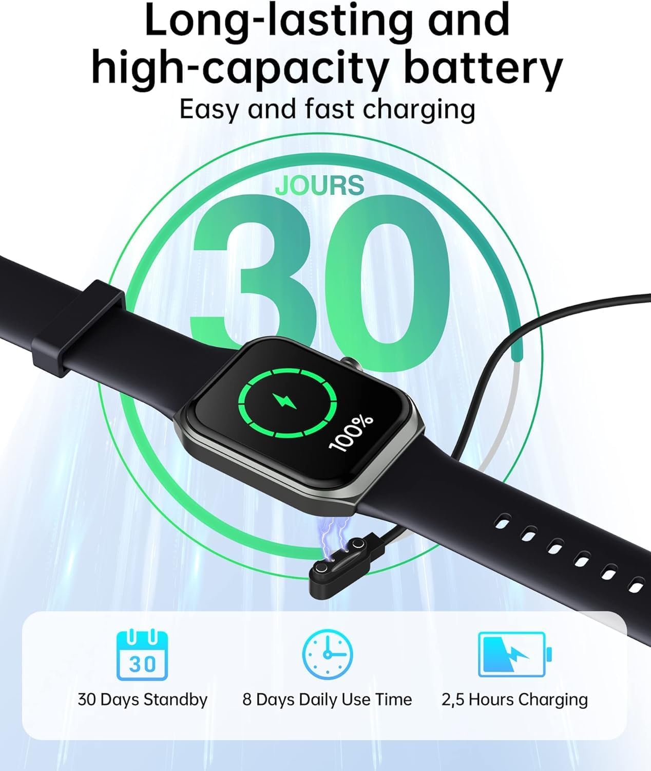 Smart Watches for Men Women (Answer Make Call), 1.95" Fitness Watch with Blood Oxygen Heart Rate Sleep Monitor, 100+ Sports IP68 Waterproof Fitness Watch for Android iOS Phones - Image 7
