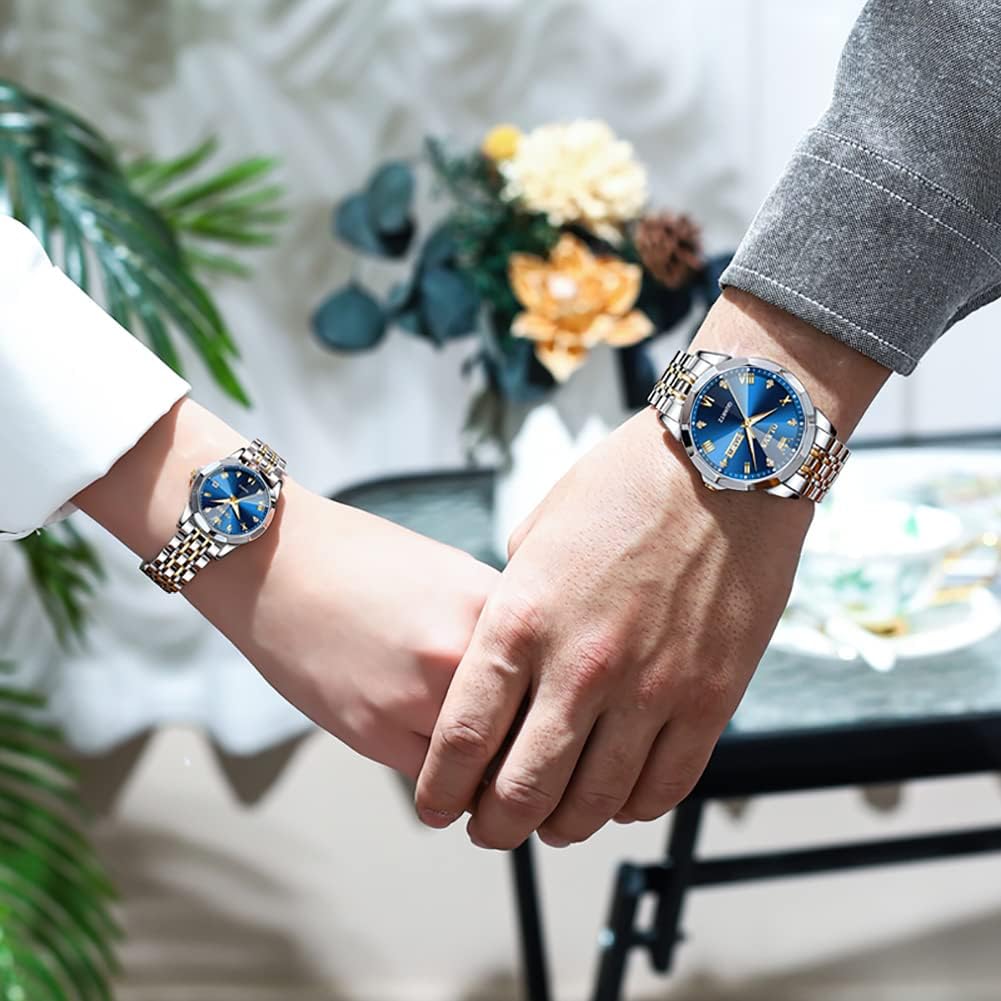 OLEVS Couple Watch His and Her Set Watches Business Analog Quartz Men and Women Watches Stainless Steel Waterproof Luminous Date Wrist Watch - Image 5
