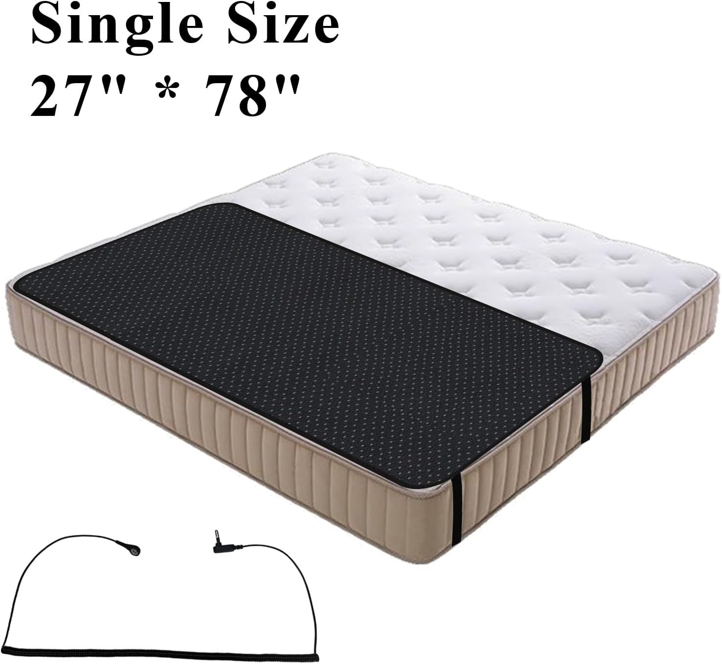 Grounding Mat for Bed, Grounding Mattress Cover for Improving Sleep, Sleep Pad, Earth Mat Carbon Leatherette Therapy (27" x 78") - Image 3