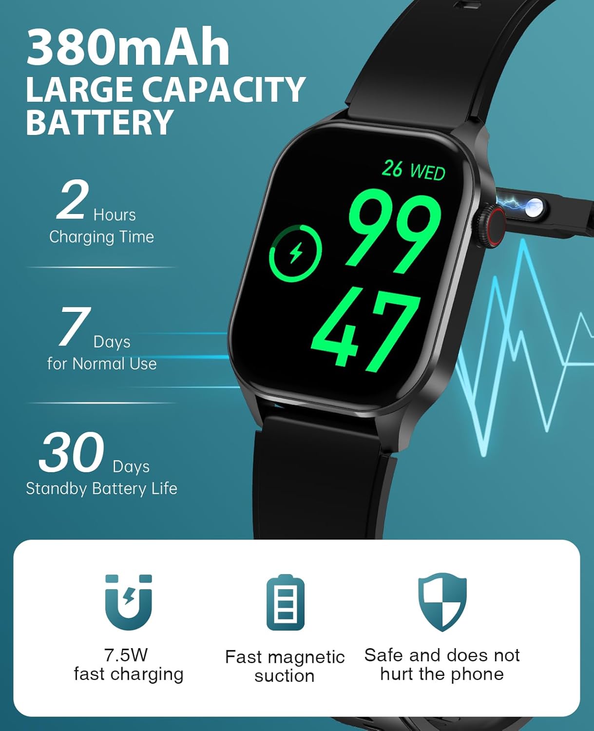Smart Watch, Infrared True Blood Oxygen Monitor, 2.04-inch AMOLED Display, Heart Rate Sleep Blood Pressure, 136+ Sports Modes, IP68 Waterproof Fitness Tracker, Compatible with Android and iOS - Image 7