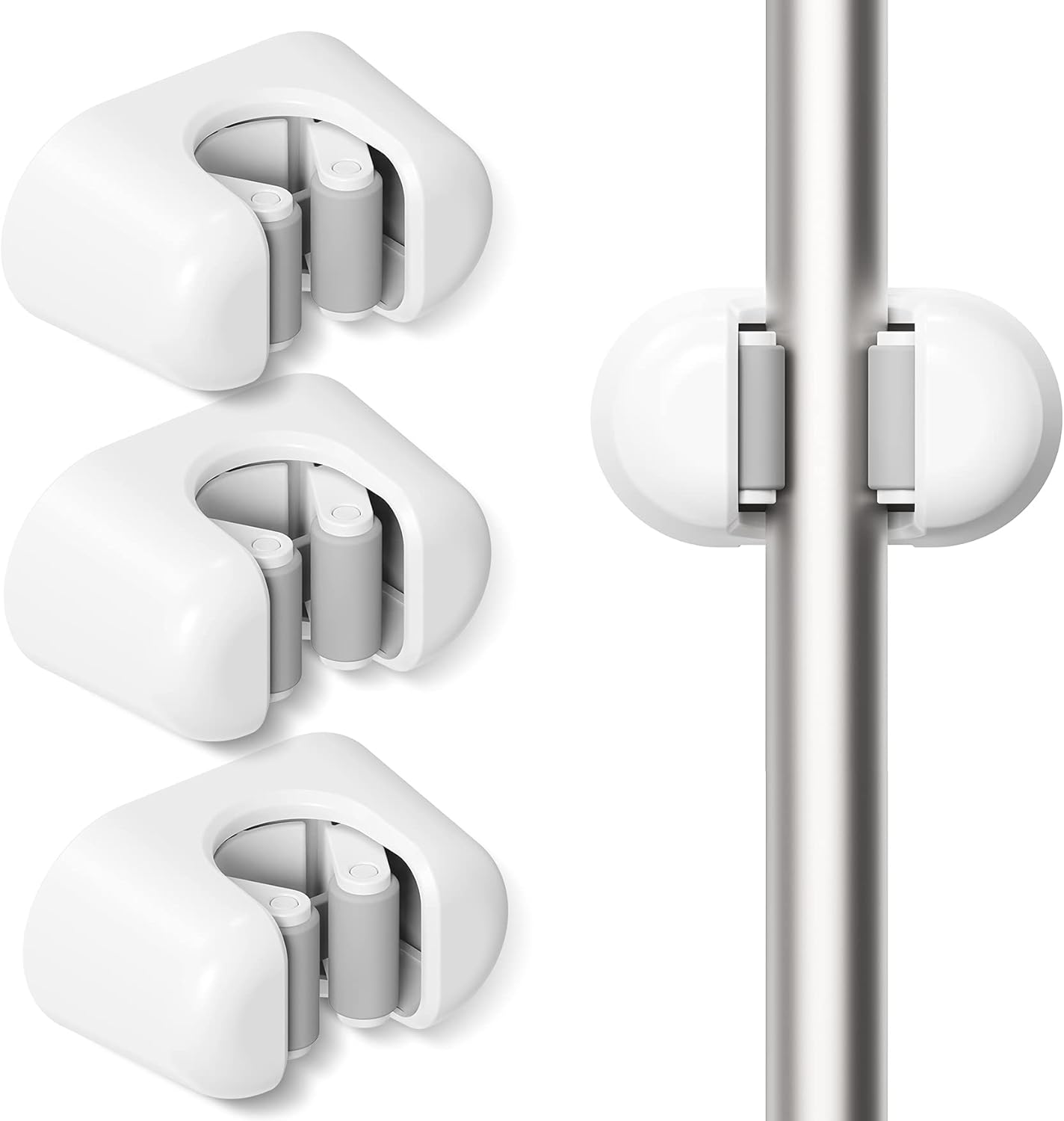 BEZOX Broom Holder, 3 PCS Wall Mount Mop Organizer Gripper, Self-adhesive Cleaning Suppliers Hanger Stands Rack for Bathroom, Kitchen, Garden, Garage Organization Storage - Image 2