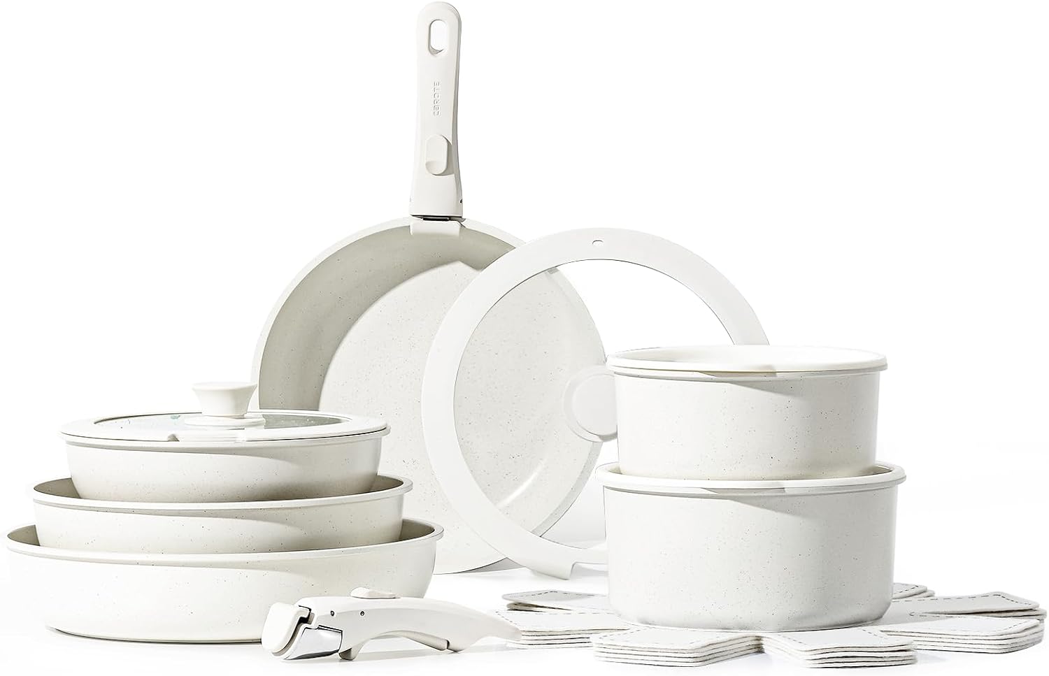 CAROTE 16pcs Pots and Pans Set, Nonstick Cookware Set Detachable Handle, Induction Kitchen Cookware Sets Non Stick with Removable Handle, RV Cookware Set, Oven Safe, Frying Pan Set - Image 2