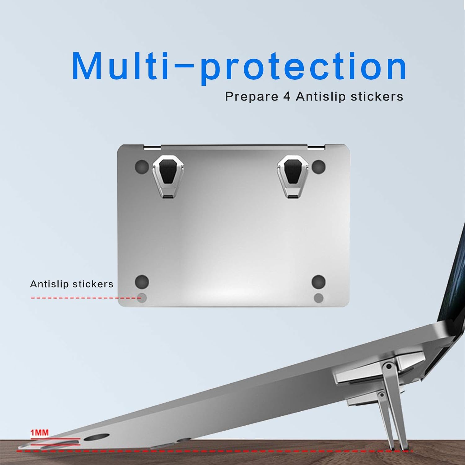 Laptop Stand Portable,Zinc Alloy Laptop Mini Stand,Laptop Riser Invisible,Ergonomic Laptop Stand Cooling Suitable for 12-20 Inches Laptop.(Silver-2pieces) - Image 9