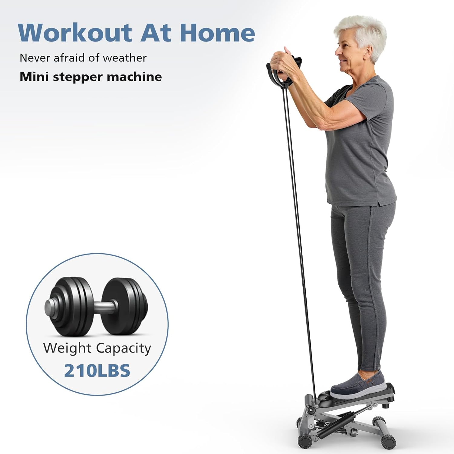 DUMOS Steppers for Exercise at Home, Mini Stair Stepper with Resistance Bands, Portable Full Body Workout Stepper Machine - Image 4