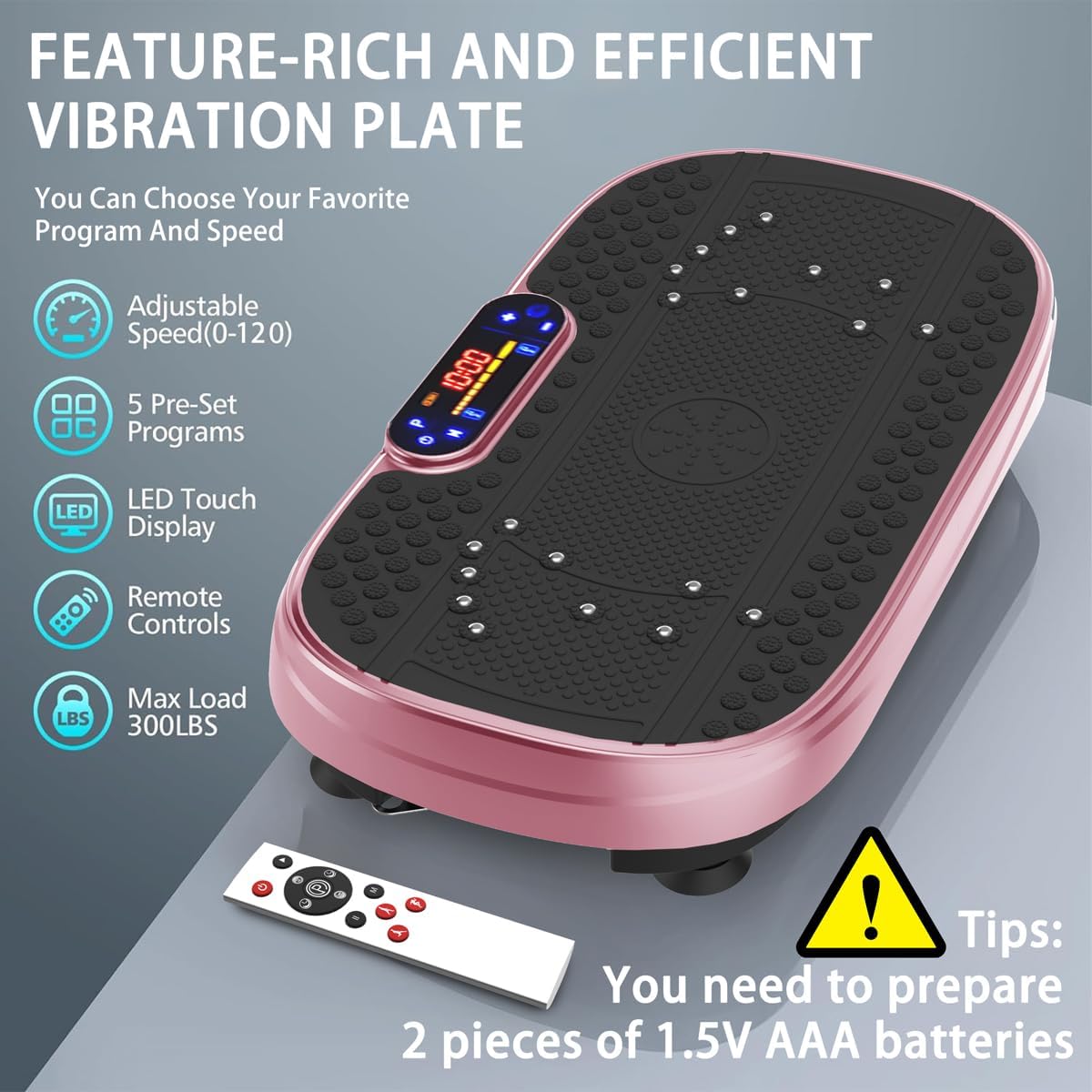 Vibration Plate Exercise Machine, Whole Body Workout Fitness Platform Vibration Plate with Resistance Bands for Home Training Equipment Speed Control - Image 5