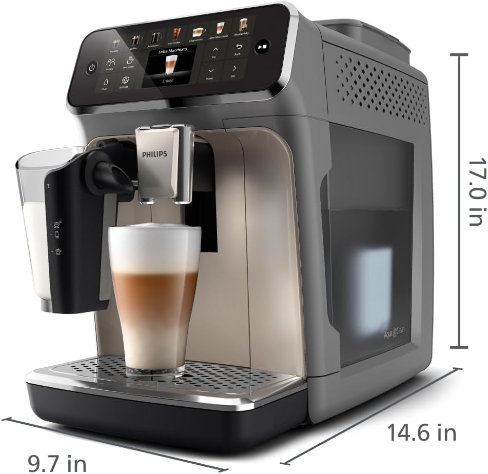 Philips 4400 Series Fully Automatic Espresso Machine – 12 Hot & Iced Coffees, Quick-to-Clean LatteGo Milk System, SilentBrew, QuickStart, Ceramic Grinder, Black Chrome (EP4444/90) - Image 3