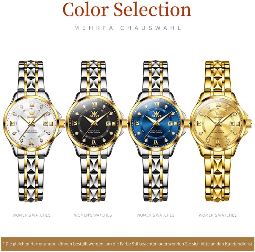 OLEVS Watch Women,Watches for Women,Luxury Casual Stainless Steel Women's Wrist Watches Classic Small Face Dress Analog Womens Watches with Date Easy to Read Waterproof Luminous Quartz Ladies Watches - Image 8