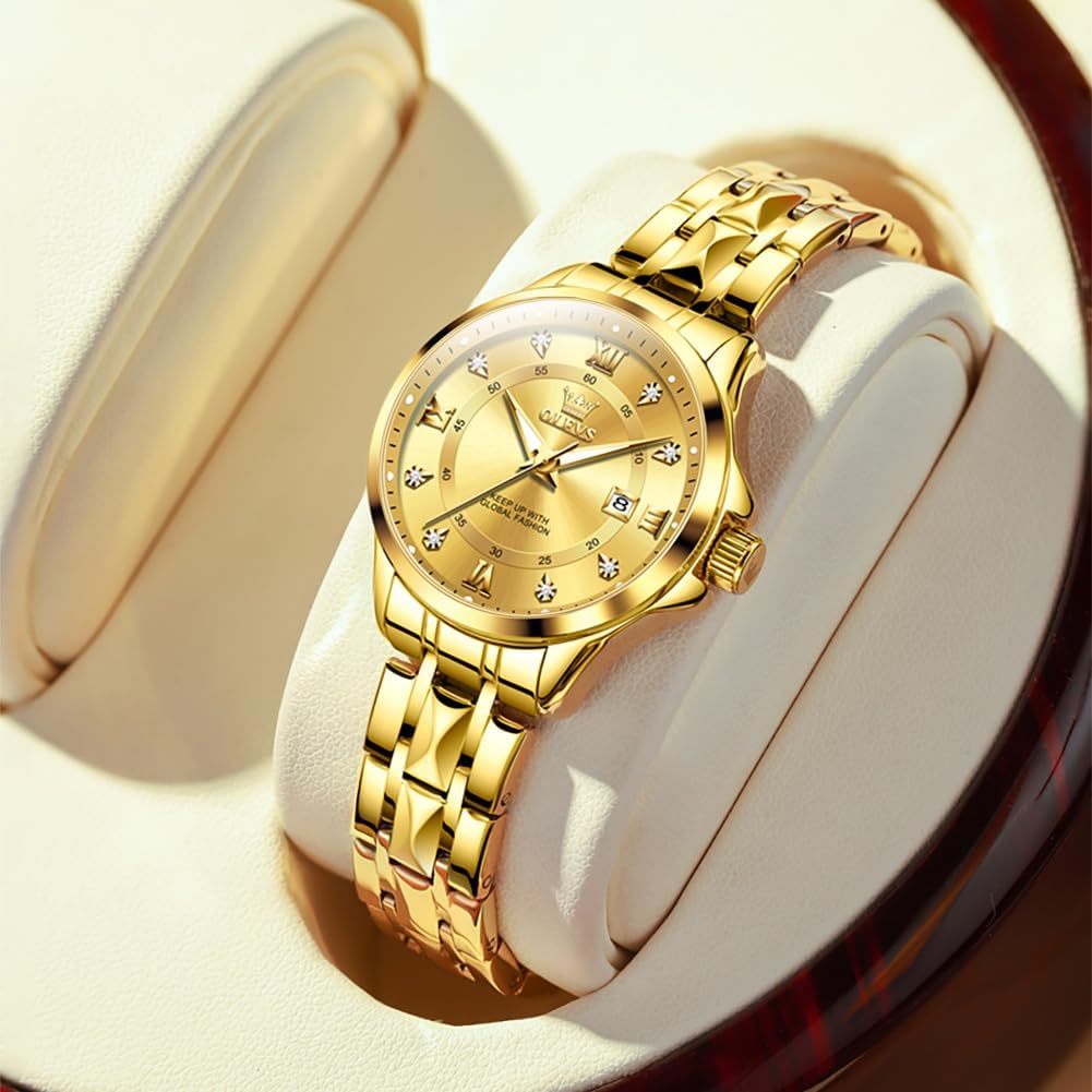 OLEVS Watch Women,Watches for Women,Luxury Casual Stainless Steel Women's Wrist Watches Classic Small Face Dress Analog Womens Watches with Date Easy to Read Waterproof Luminous Quartz Ladies Watches - Image 5