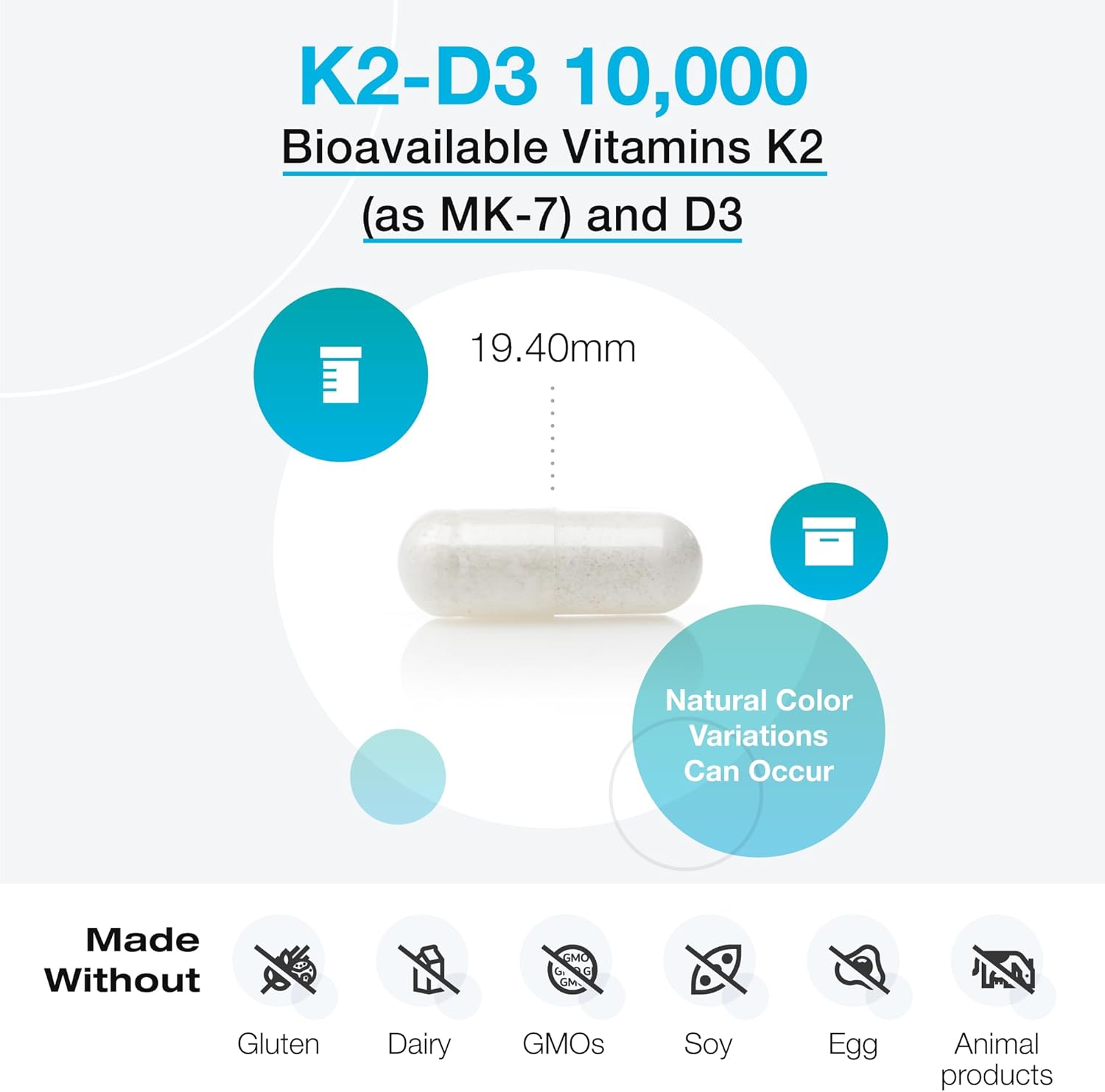 XYMOGEN K2-D3 10000 - Vitamin D3 K2 - Bioavailable Vitamin D 10,000 IU (Cholecalciferol) with Vitamin MK-7 - Heart, Arterial, Bone Health + Immune Support Supplement (60 Capsules) - Image 4