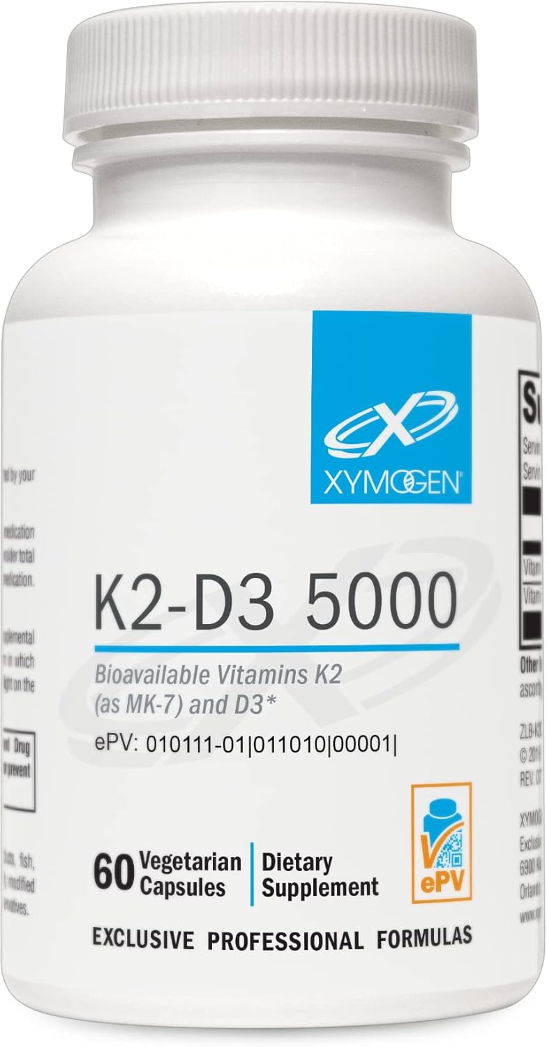 XYMOGEN K2-D3 5000 - Vitamin D3 K2 - Bioavailable Vitamin D 5000 IU (Cholecalciferol) with MK-7 - Heart, Arterial, Bone Health + Immune Support Supplement (60 Capsules) - Image 2