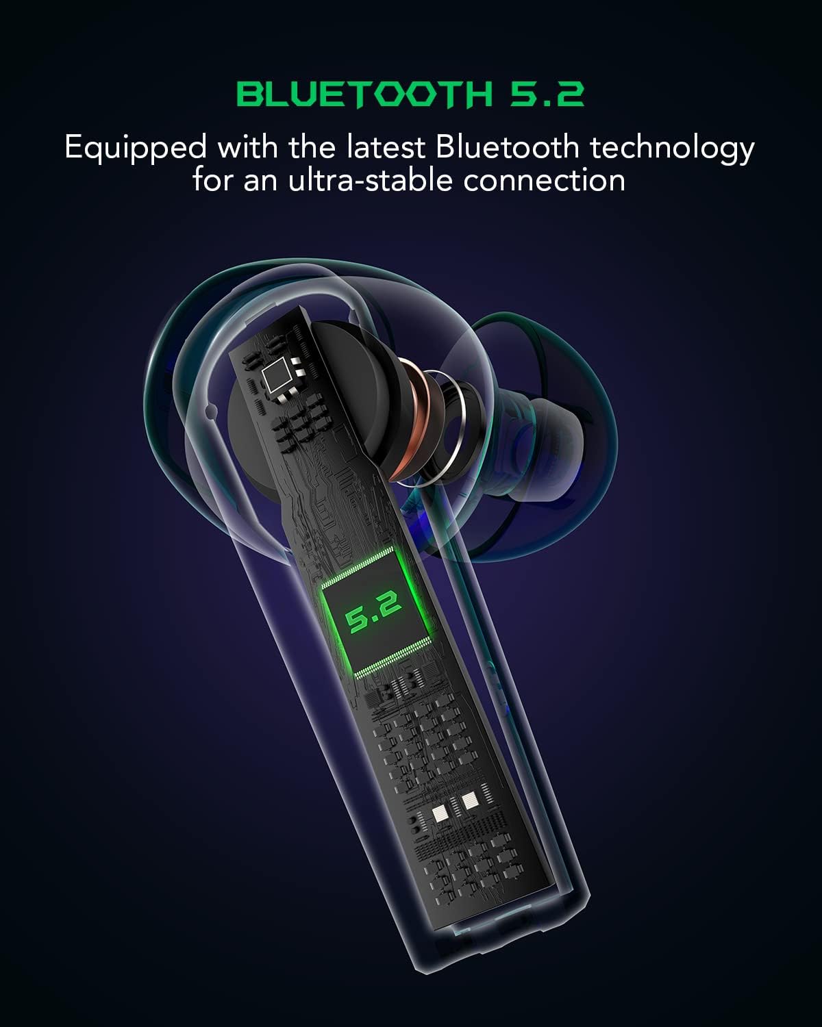 Black Shark Wireless Earbuds with 35ms Ultra-Low Latency, Gaming Bluetooth Earbuds with Premium Sound, Bluetooth 5.2, 10mm Drivers, 4 Hyperclear Mics, IPX5 Waterproof, 20H Play Time, Comfort Fit - Image 5