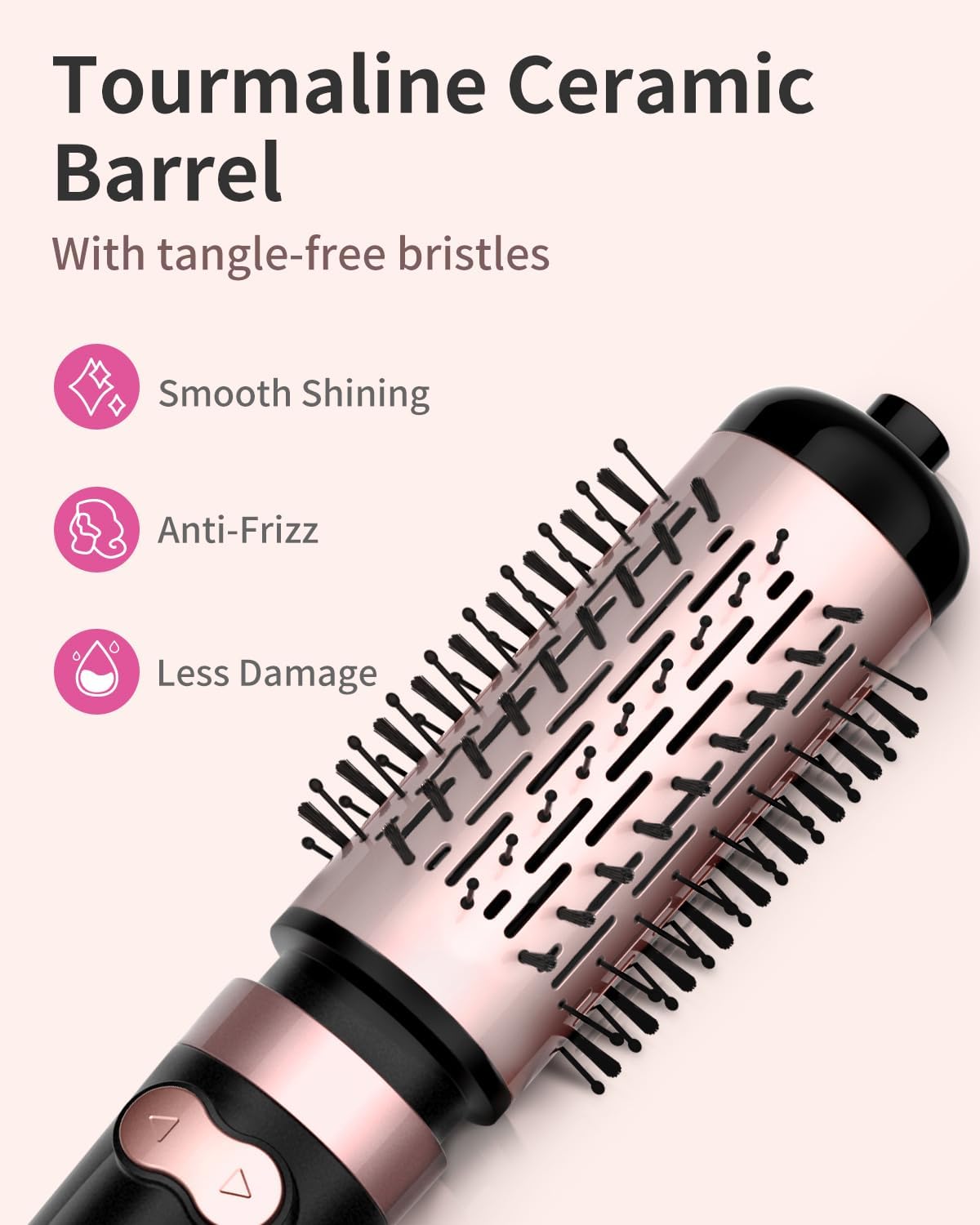 Rotating Hair Dryer Brush Spinning, 4-in-1 Blow Dryer Brush with 2 Inch&1.5 Inch Brush Attachements, Round Hot Air Brush for Hair Smooth/Volume/C-Curls - Image 6