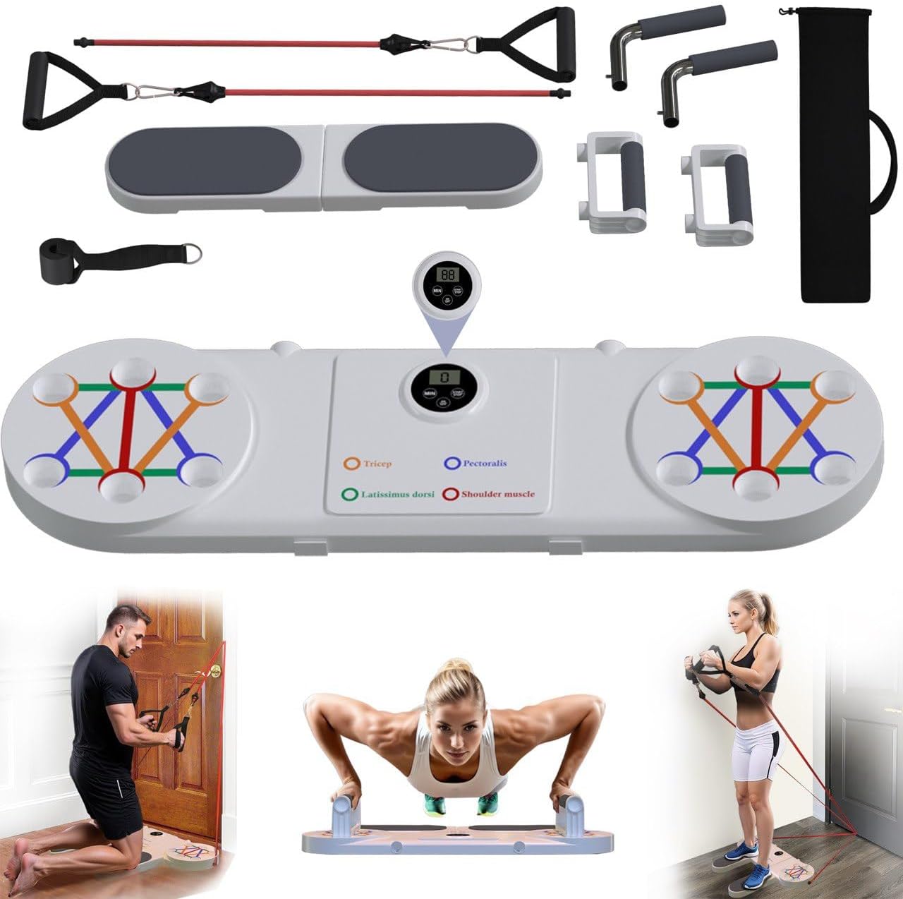 Versatile Push Up Board with Resistance Ropes, Complete Home Fitness Equipment for Core Strengthening, Professional Exercise System for Fat Burning, Perfect for Both Men & Women - Image 2