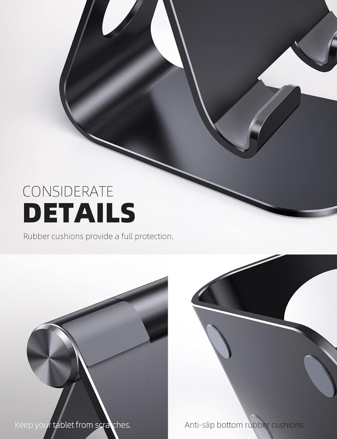 Lamicall Tablet Stand Adjustable, Tablet Holder : Desktop Tablet Accessories Holder Dock Compatible with 4-13" Tablet Such as iPad Pro 11, 9.7, 10.5, Air Mini 2 3 4, Kindle, Nexus, E-Reader, Black - Image 7
