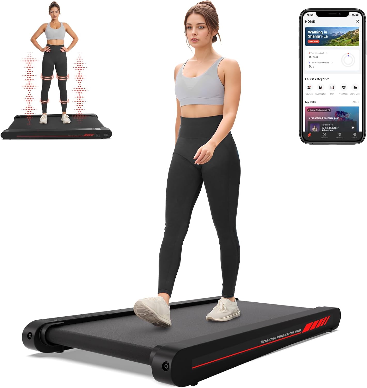 Sperax Walking Vibration Pad,Under Desk Treadmills for Home,4 in 1 Vibration Plate Exercise Machine,Portable Walking Pad with APP,350 Lb Capacity Multifunctional Treadmill Pro Max - Image 2