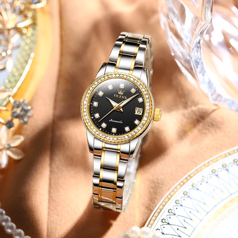OLEVS Womens Automatic Watch Diamond Fashion Luxury Dress Mechanical Self Winding Stainless Steel Ladies Wrist Watches for Women Luminous Waterproof - Image 6