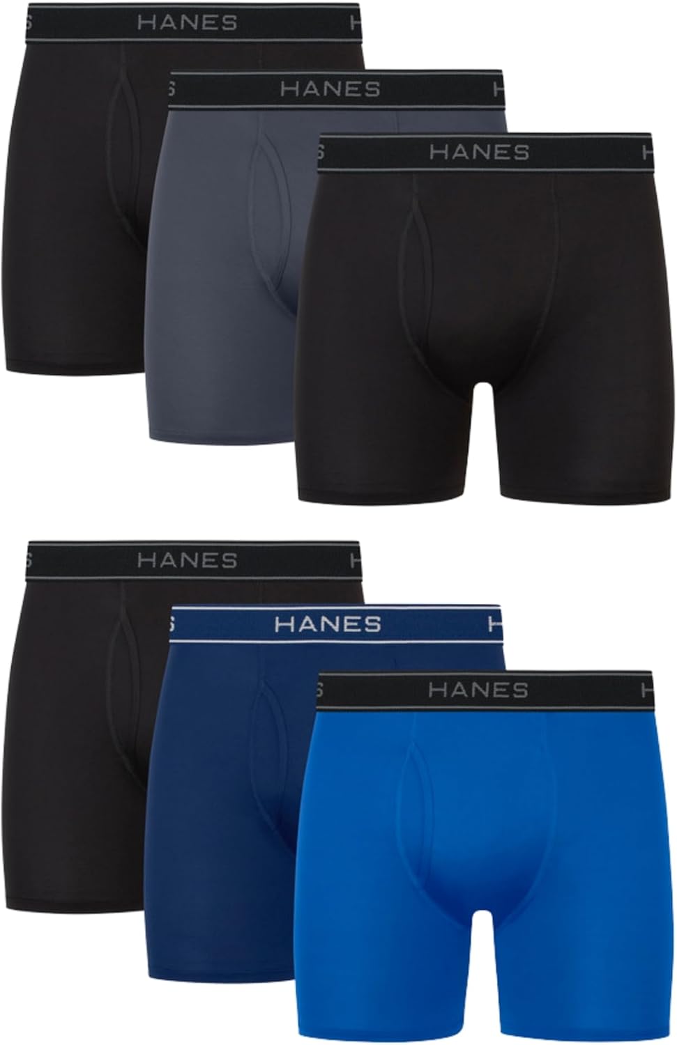Hanes Men's Value Performance Stretch Boxer Brief Underwear, Moisture-Wicking, 6-Pack - Image 2