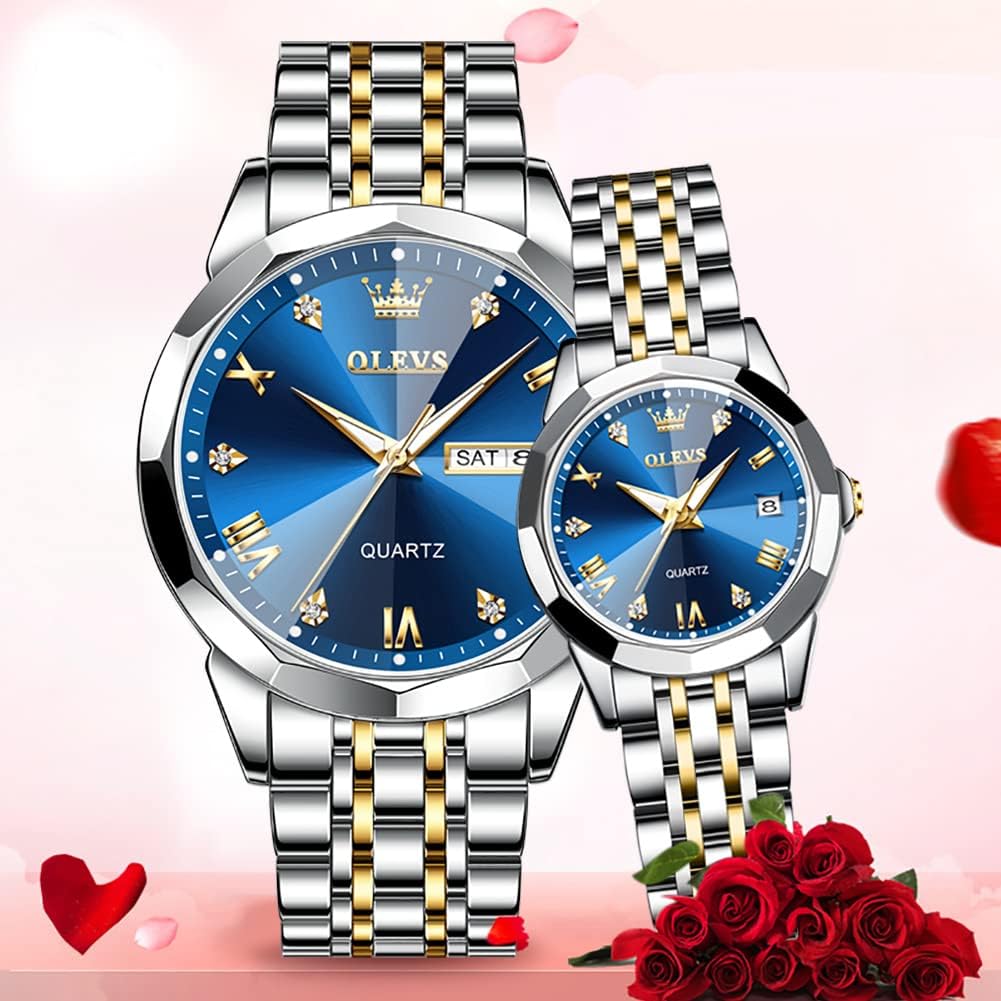 OLEVS Couple Watch His and Her Set Watches Business Analog Quartz Men and Women Watches Stainless Steel Waterproof Luminous Date Wrist Watch - Image 7