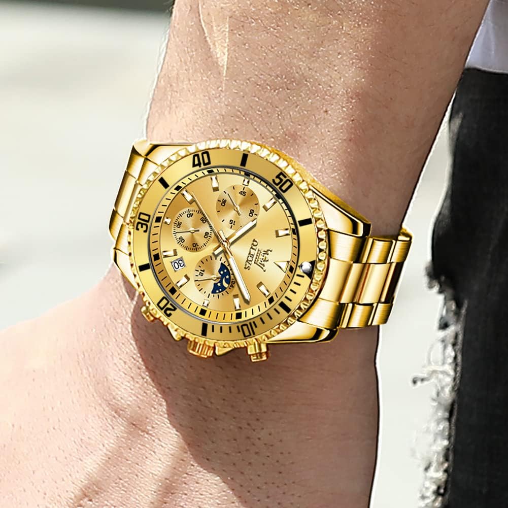 OLEVS Watches for Men Classic with Date Business Dress Luxury Big Face Green/Black/Blue Waterproof Luminous Mens Wrist Watch Analog Two Tone Stainless Steel Men Watch - Image 6