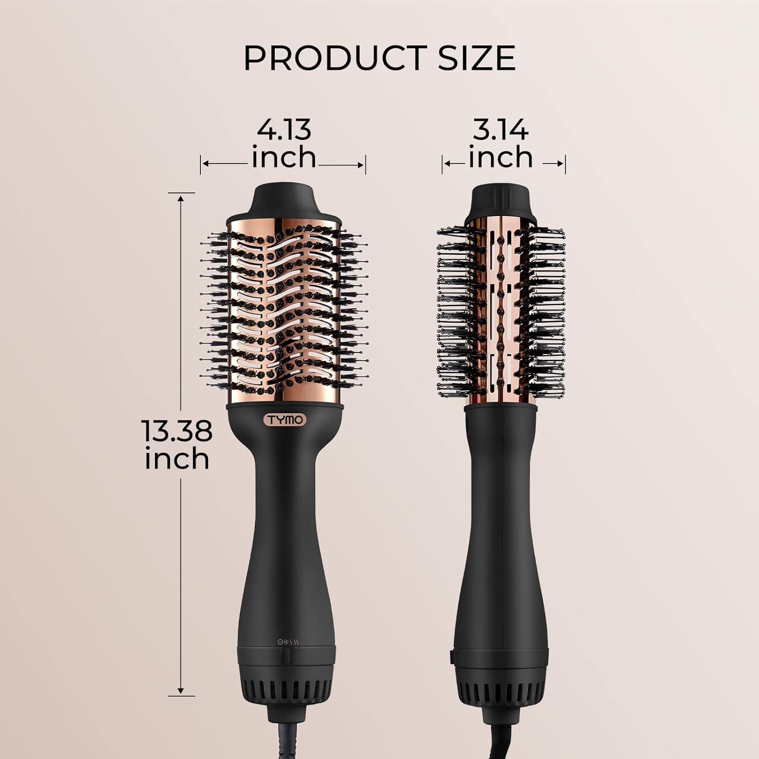 TYMO Hair Dryer Brush Blow Dryer Brush in One, 4 in 1 Ionic Hair Dryer and Styler Volumizer with Oval Titanium Barrel, Hot Air Straightener Brush for Smooth Frizz-Free Blowout, Gold - Image 9