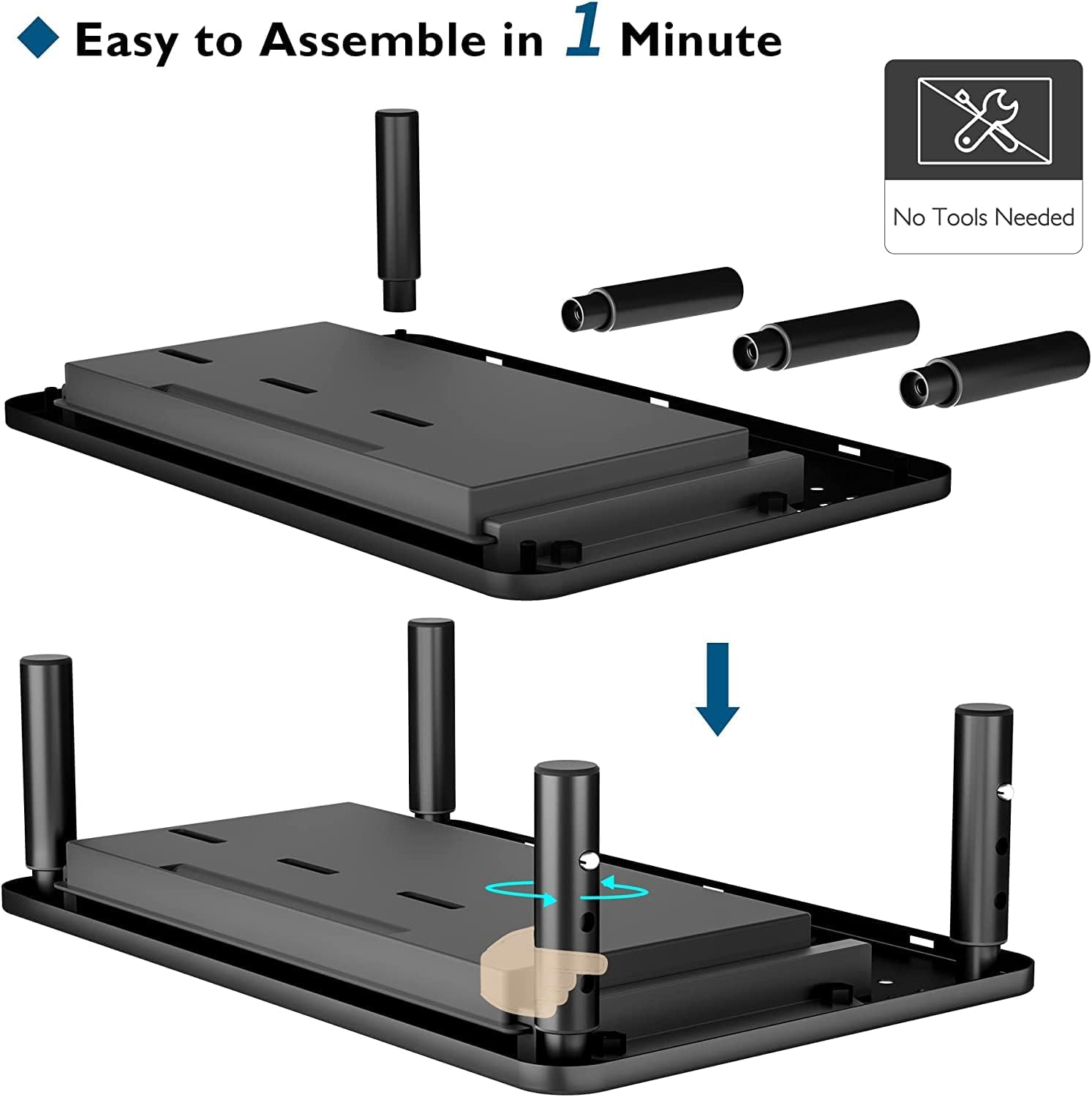 BONTEC 2 Pack Monitor Stand Riser with Drawer, 3 Height Adjustable PC Monitor Riser for Desk with Mesh Platform for Laptop, Computer, iMac, PC, Printer up to 44LBS/20KG, Cable Ties Included - Image 8